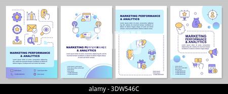 Marketing performance and analytics blue gradient brochure layout Stock Vector