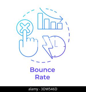Bounce rate blue gradient concept icon Stock Vector