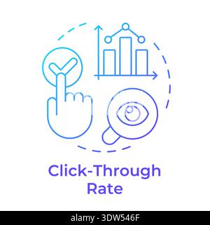 Click through rate blue gradient concept icon Stock Vector