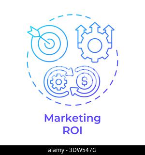 Marketing roi blue gradient concept icon Stock Vector