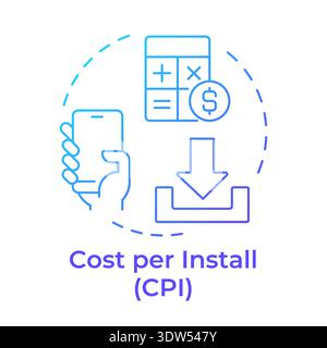 Cost per install blue gradient concept icon Stock Vector