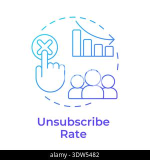 Unsubscribe rate blue gradient concept icon Stock Vector