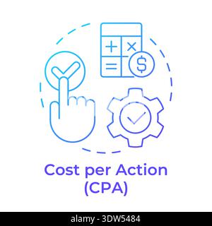 Cost per action blue gradient concept icon Stock Vector