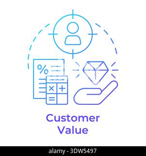 Customer value blue gradient concept icon Stock Vector