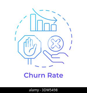 Churn rate blue gradient concept icon Stock Vector