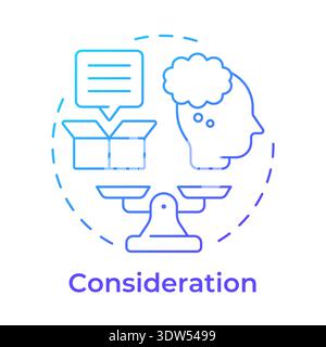 Consideration blue gradient concept icon Stock Vector