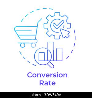 Conversion rate blue gradient concept icon Stock Vector