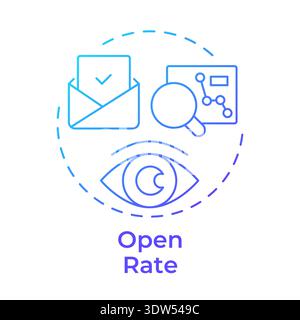 Open rate blue gradient concept icon Stock Vector