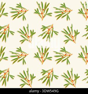 Funny Christmas doodles, branches with berries, outline golden winter branches on light background. Stock Vector