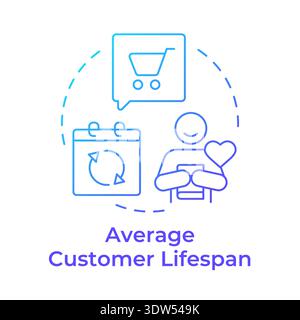 Average customer lifespan blue gradient concept icon Stock Vector