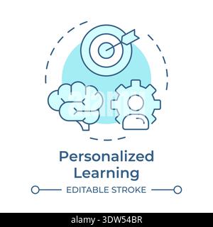 Personalized learning soft blue concept icon Stock Vector