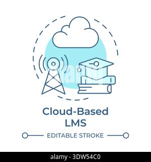 Cloud based lms soft blue concept icon Stock Vector
