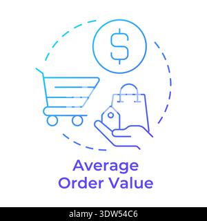Average order value blue gradient concept icon Stock Vector
