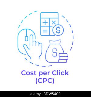 Cost per click blue gradient concept icon Stock Vector