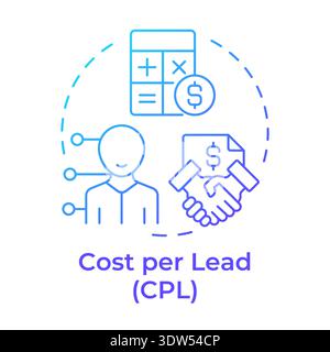 Cost per lead blue gradient concept icon Stock Vector