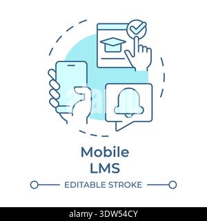 Mobile lms soft blue concept icon Stock Vector