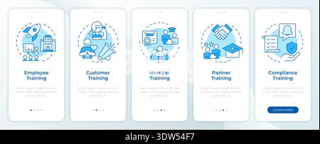 Professional training blue onboarding mobile app screen Stock Vector