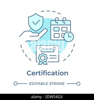 Certification soft blue concept icon Stock Vector