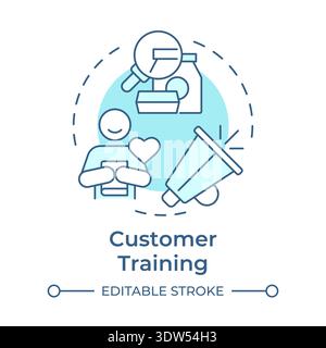 Customer training soft blue concept icon Stock Vector