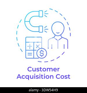 Customer acquisition cost blue gradient concept icon Stock Vector