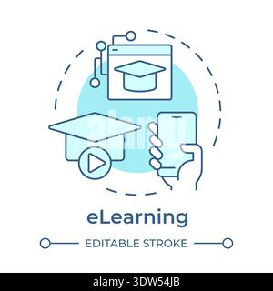 Elearning soft blue concept icon Stock Vector
