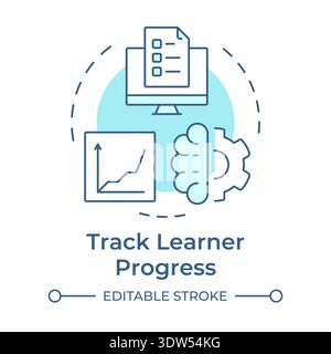 Track learner progress soft blue concept icon Stock Vector