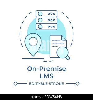 On-premise lms soft blue concept icon Stock Vector