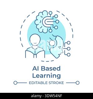 Ai based learning soft blue concept icon Stock Vector