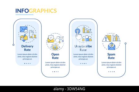 Email marketing efficiency metrics rectangle infographic vector Stock Vector