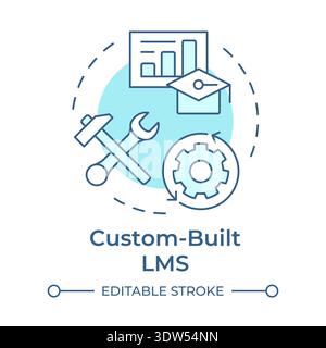 Custom built lms soft blue concept icon Stock Vector