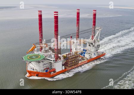Esbjerg, Denmark - 15 February 2026: Aerial view of a massive