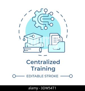 Centralized training soft blue concept icon Stock Vector