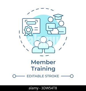 Member training soft blue concept icon Stock Vector