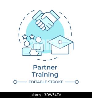 Partner training soft blue concept icon Stock Vector