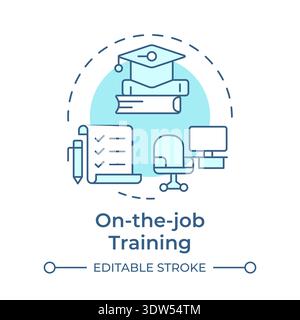 On the job training soft blue concept icon Stock Vector