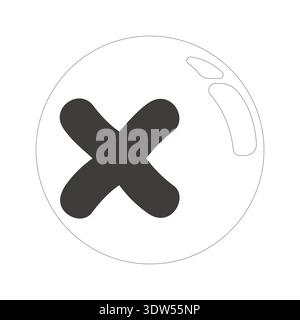 Cross mark glossy bubble 2D line object Stock Vector