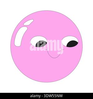 Round pink smiling emoji face 2D cartoon character Stock Vector