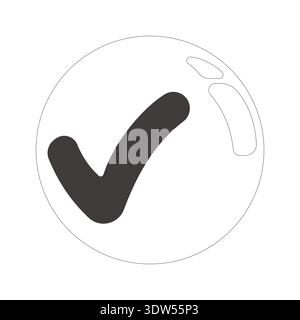 Check mark glossy bubble 2D line object Stock Vector