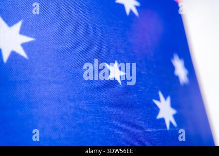Australian Flag Southern Cross Blue Fabric Macro Stock Photo