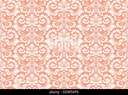 Floral pattern. Vintage wallpaper in the Baroque style. Seamless vector background. White and pink ornament for fabric, wallpaper, packaging. Ornate Damask flower ornament Stock Vector