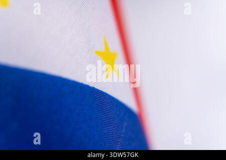 Philippines Flag Textile Macro Detail Closeup Background Stock Photo