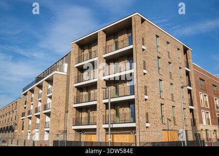 Brand new empty block of flats for sale in Stratford, east London Stock Photo