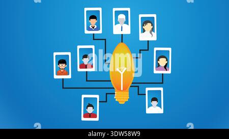 big idea concept of people or group of people connected to and idea Stock Vector