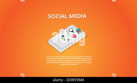 Social media 3d platform Stock Vector