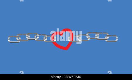 Heart icon wrapped in chains, concept of restricted love or emotional captivity Stock Vector