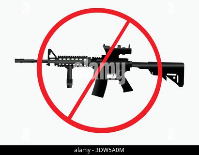 Assault rifle prohibited area sign gun control Stock Vector