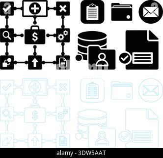 Business Process, Database and Document Management Icons Set Vector Illustration Stock Vector