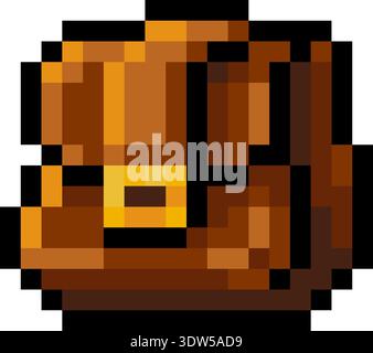 Pixel Art Leather Satchel Video Game Item Icon Stock Vector
