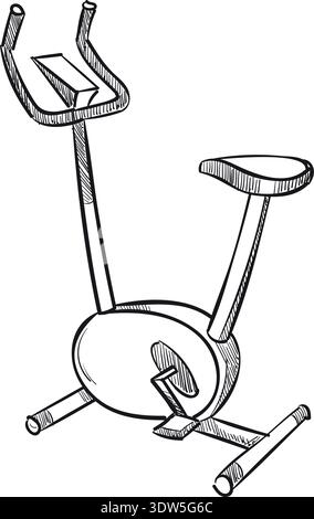 Gym bicycle hand drawn icon. Cardio workout equipment Stock Vector