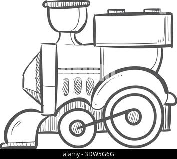 Locomotive toy doodle icon. Hand drawn train Stock Vector